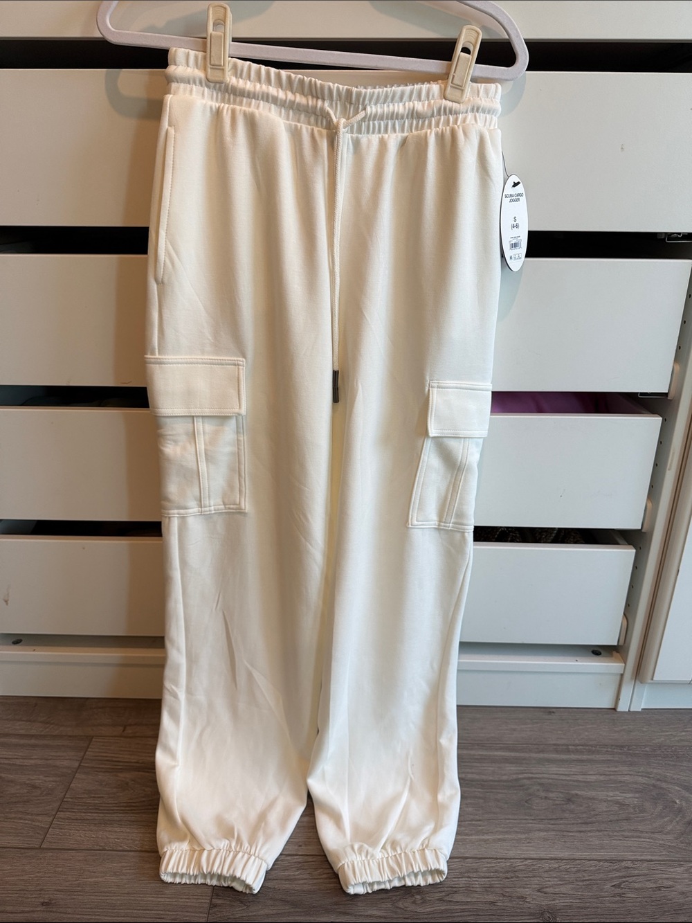 Women's Cream Cargo Jogger Pants